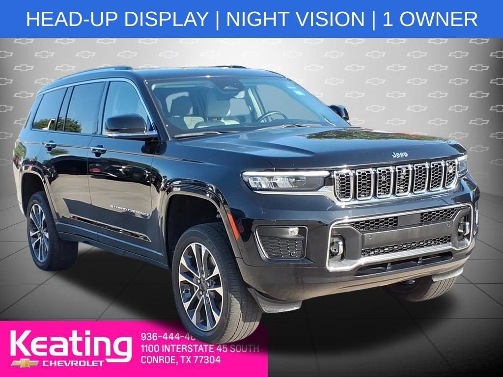 2023 Jeep Grand Cherokee L Overland 4x4 in Black — front three-quarter view
