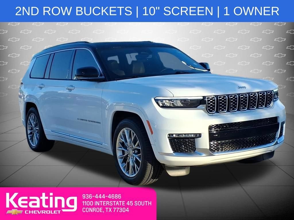 2025 Jeep Grand Cherokee L Summit 4x4 in White — front three-quarter view