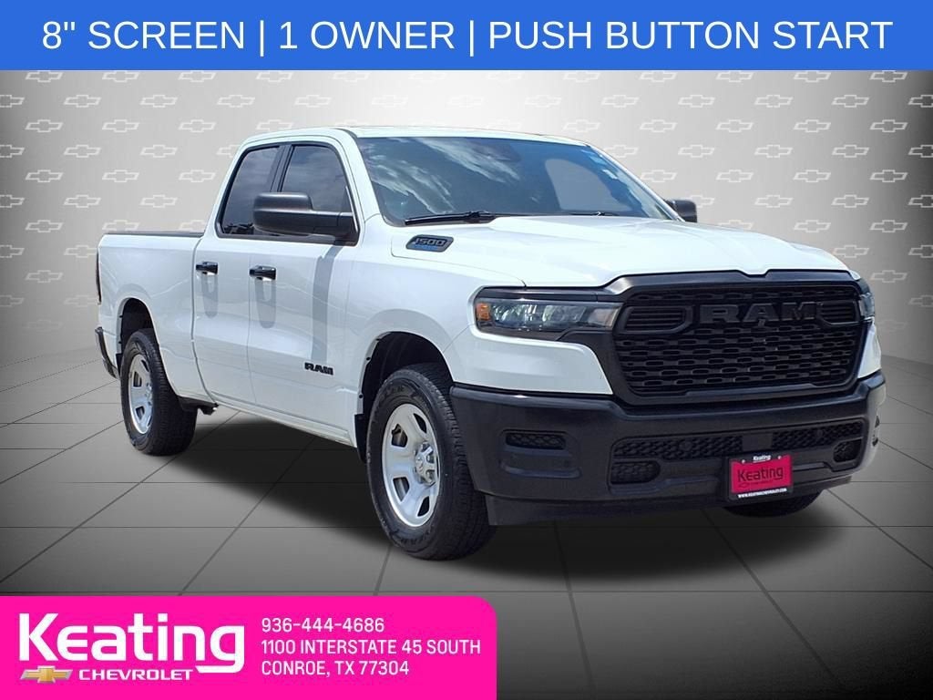 2026 RAM 1500 Tradesman Quad Cab 4x2 6'4" Box in White — front three-quarter view