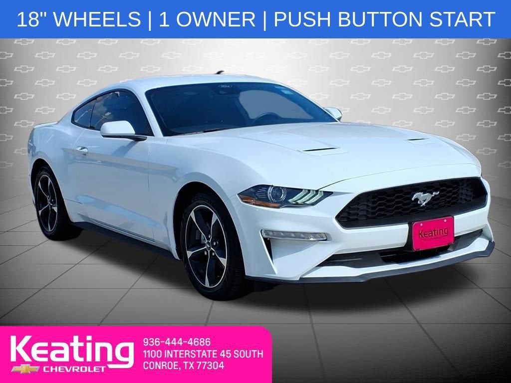 2023 Ford Mustang EcoBoost Fastback in White — front three-quarter view