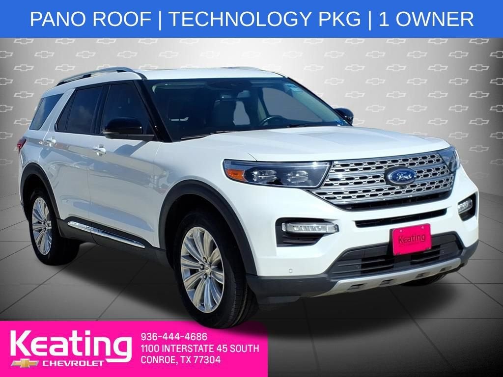 2023 Ford Explorer Limited in White — front three-quarter view