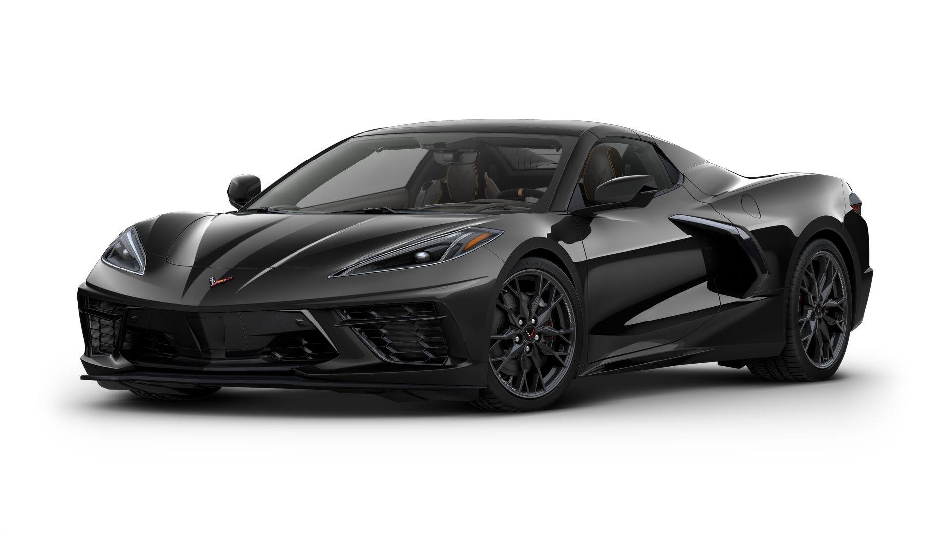 2027 Chevrolet Corvette Stingray 3LT in Black — front three-quarter view