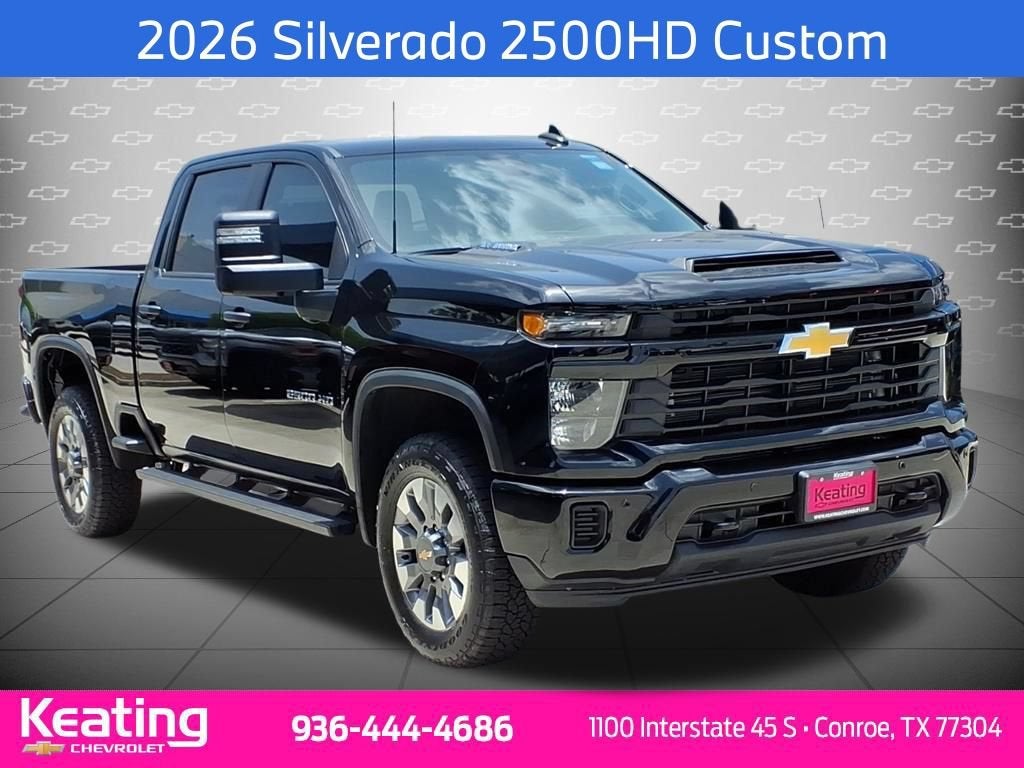 2026 Chevrolet Silverado 2500 HD Custom in Black — front three-quarter view
