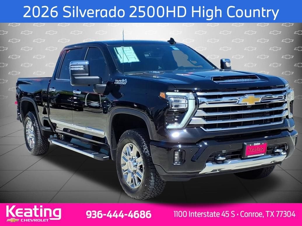 2026 Chevrolet Silverado 2500 HD High Country in Black — front three-quarter view