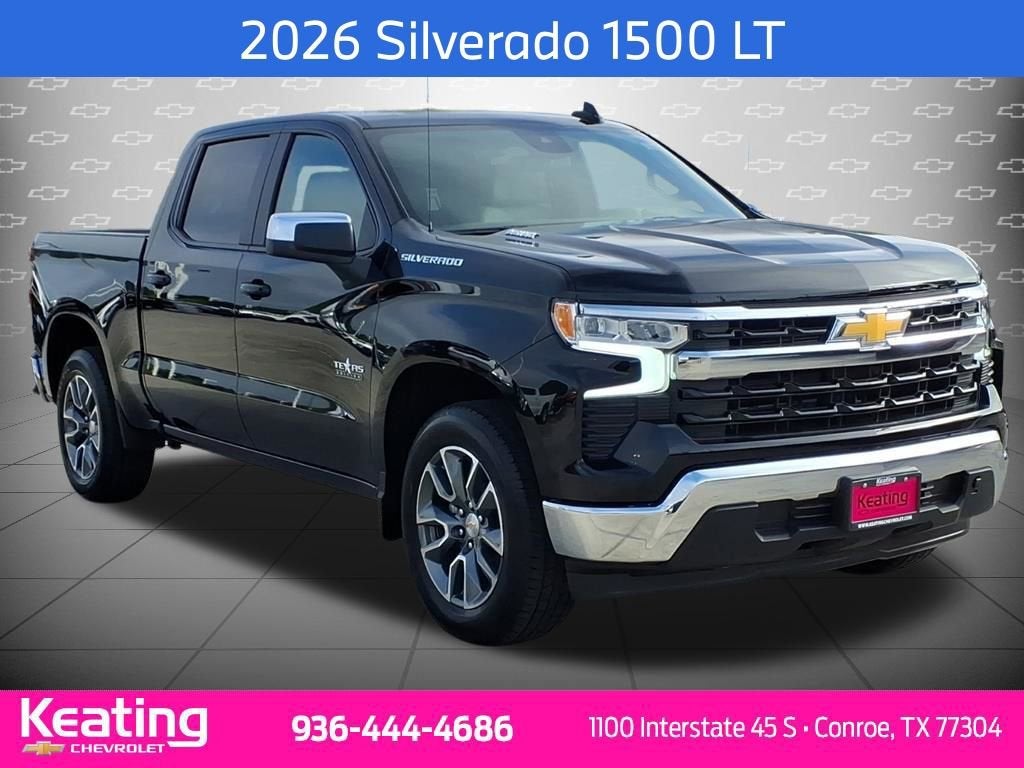 2026 Chevrolet Silverado 1500 LT in Black — front three-quarter view