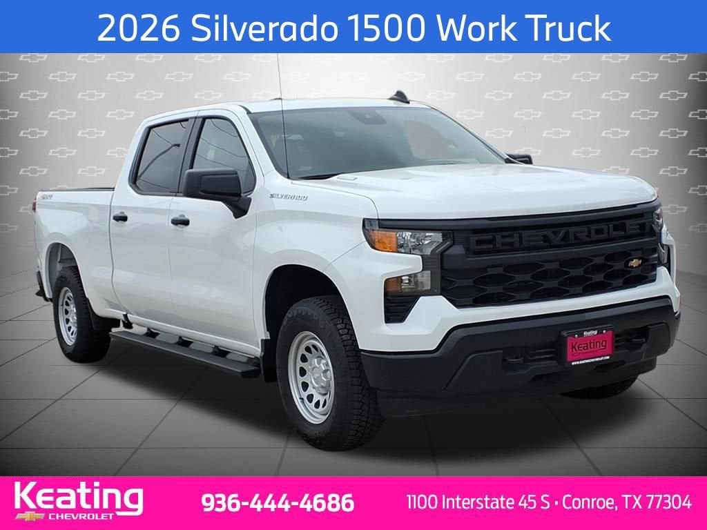 2026 Chevrolet Silverado 1500 WT in Summit White — front three-quarter view