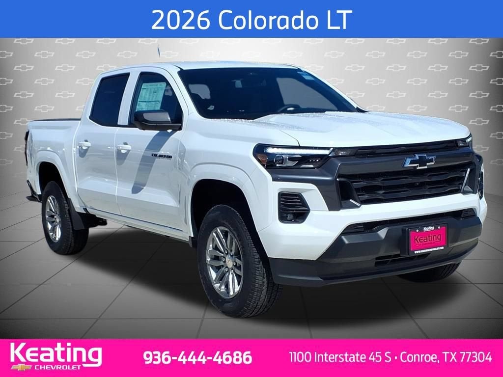 2026 Chevrolet Colorado LT in Summit White — front three-quarter view