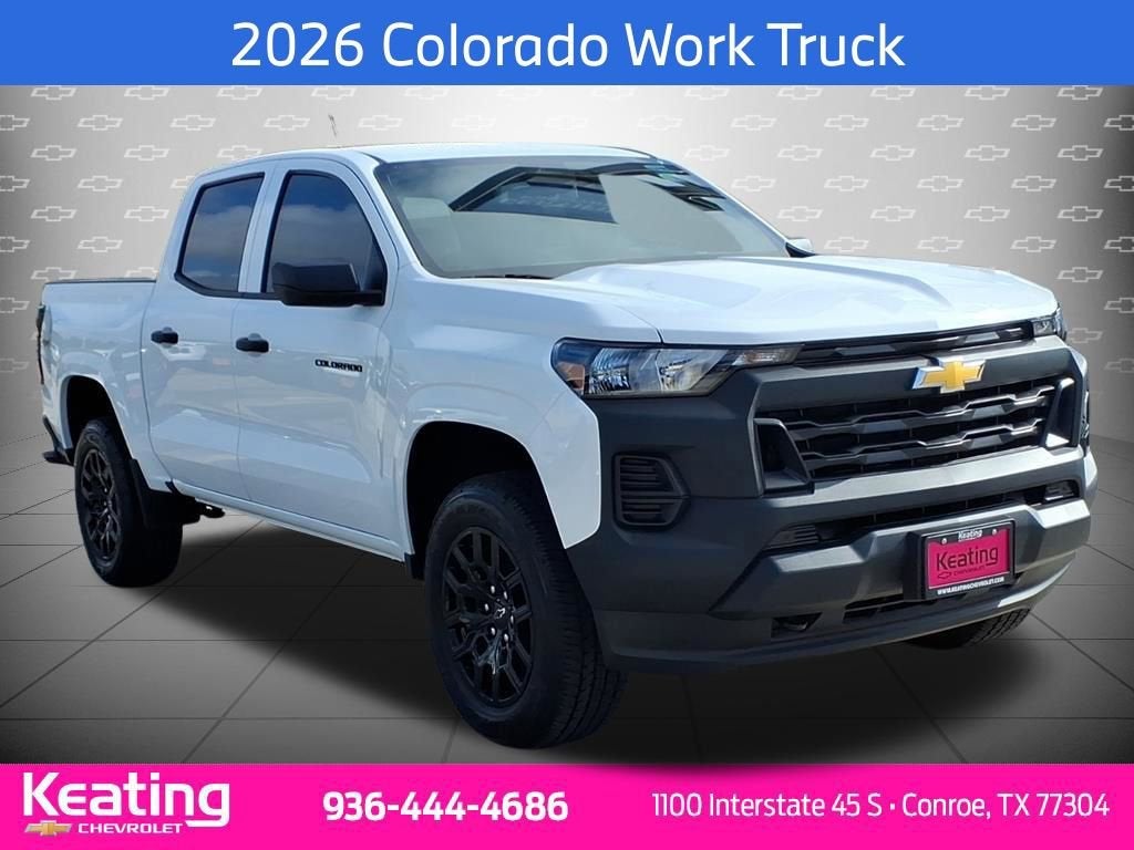 2026 Chevrolet Colorado WT in Summit White — front three-quarter view