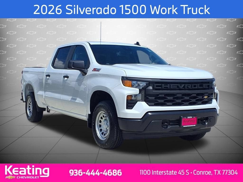 2026 Chevrolet Silverado 1500 WT in Summit White — front three-quarter view