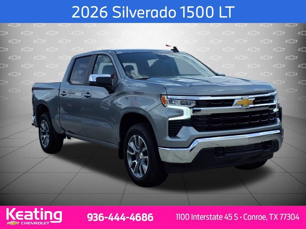 2026 Chevrolet Silverado 1500 LT in Sterling Gray Metallic — front three-quarter view