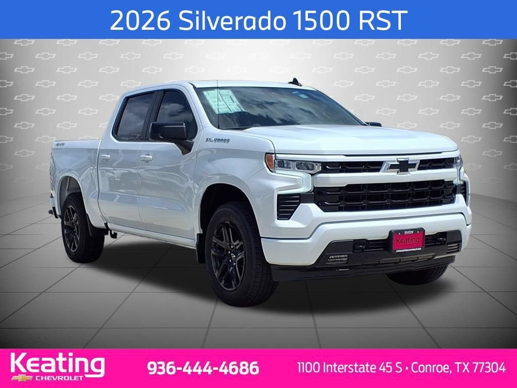 2026 Chevrolet Silverado 1500 RST in Summit White — front three-quarter view