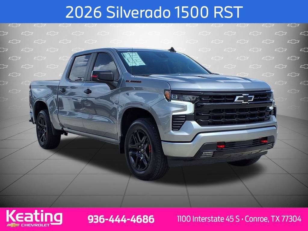 2026 Chevrolet Silverado 1500 RST in Sterling Gray Metallic — front three-quarter view