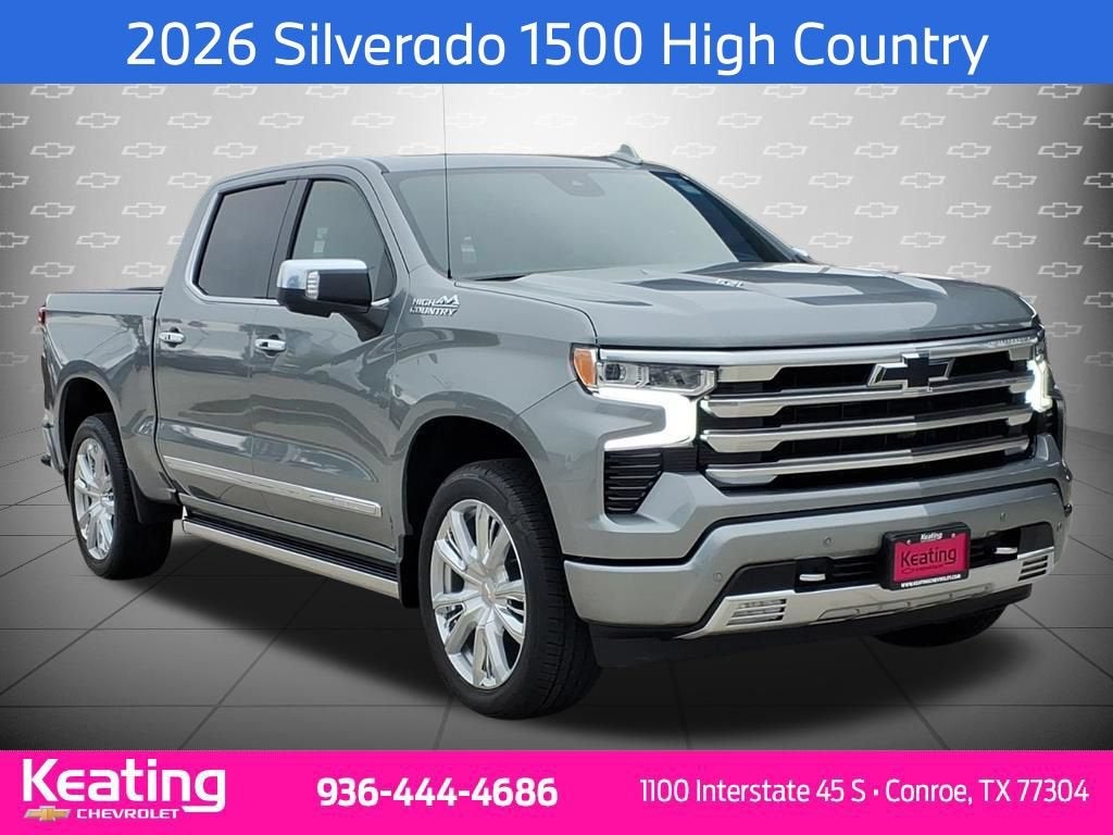 2026 Chevrolet Silverado 1500 High Country in Sterling Gray Metallic — front three-quarter view