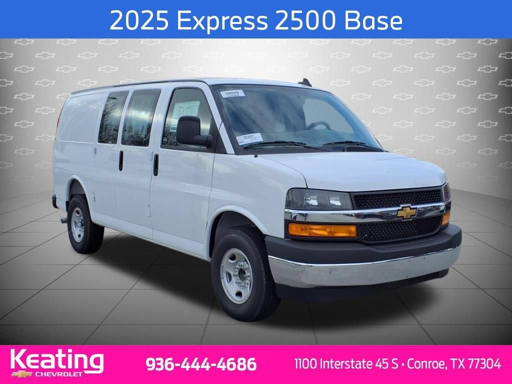 2025 Chevrolet Express Cargo WT in Summit White — front three-quarter view