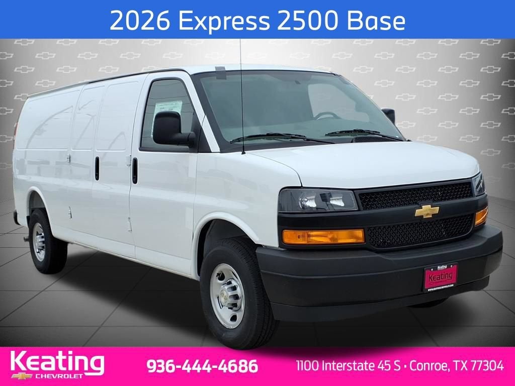 2026 Chevrolet Express Cargo WT in Summit White — front three-quarter view