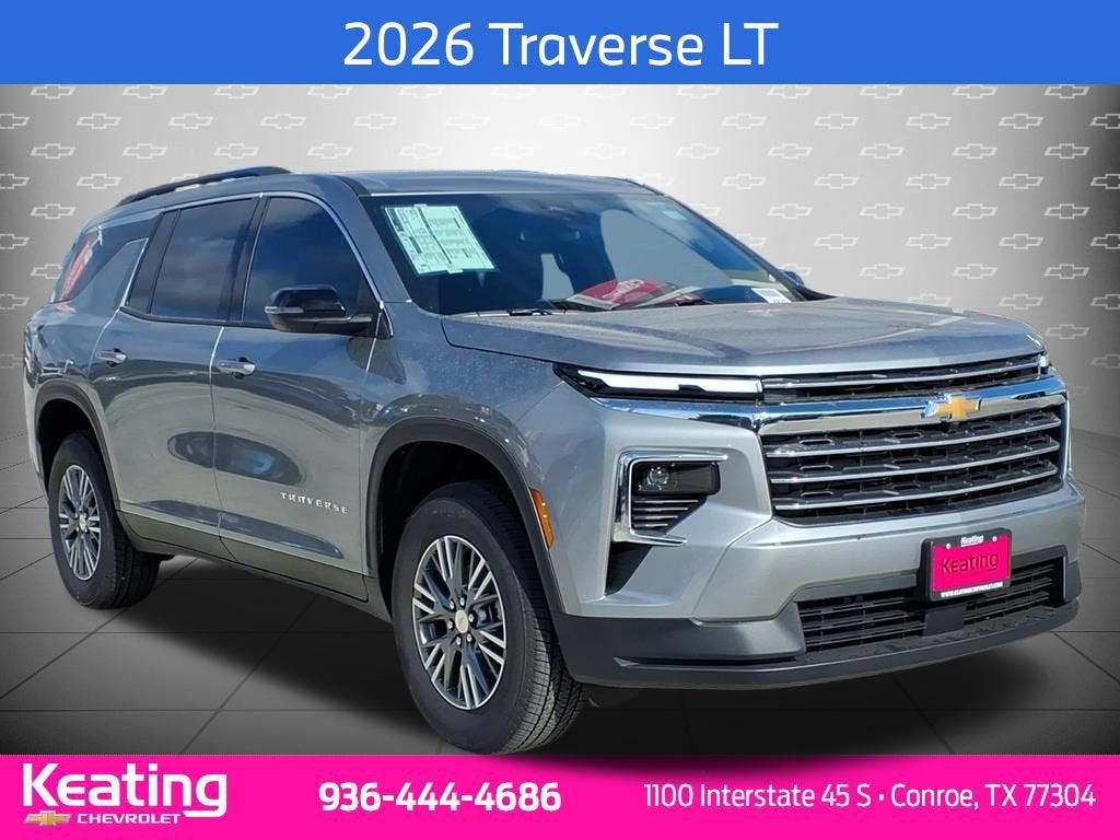 2026 Chevrolet Traverse LT in Sterling Gray Metallic — front three-quarter view