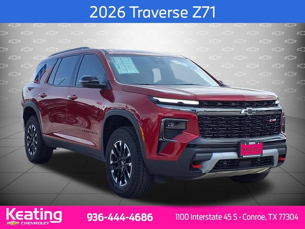 2026 Chevrolet Traverse Z71 in Radiant Red Tintcoat — front three-quarter view