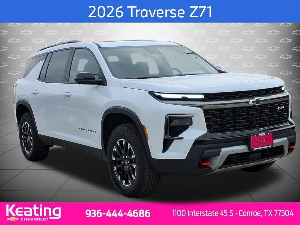 2026 Chevrolet Traverse Z71 in Polar White Tricoat — front three-quarter view