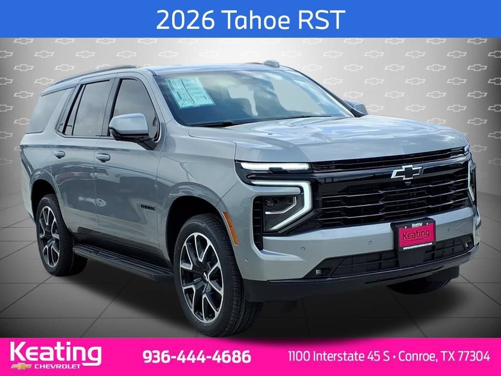 2026 Chevrolet Tahoe RST in Sterling Gray Metallic — front three-quarter view