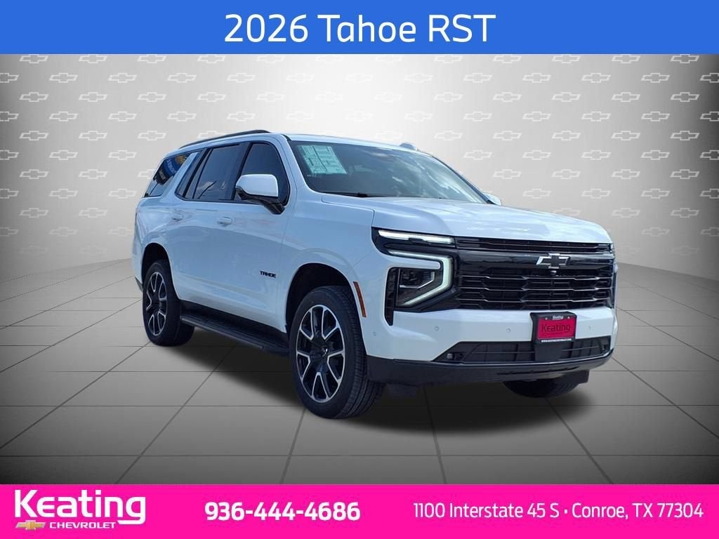 2026 Chevrolet Tahoe RST in Summit White — front three-quarter view
