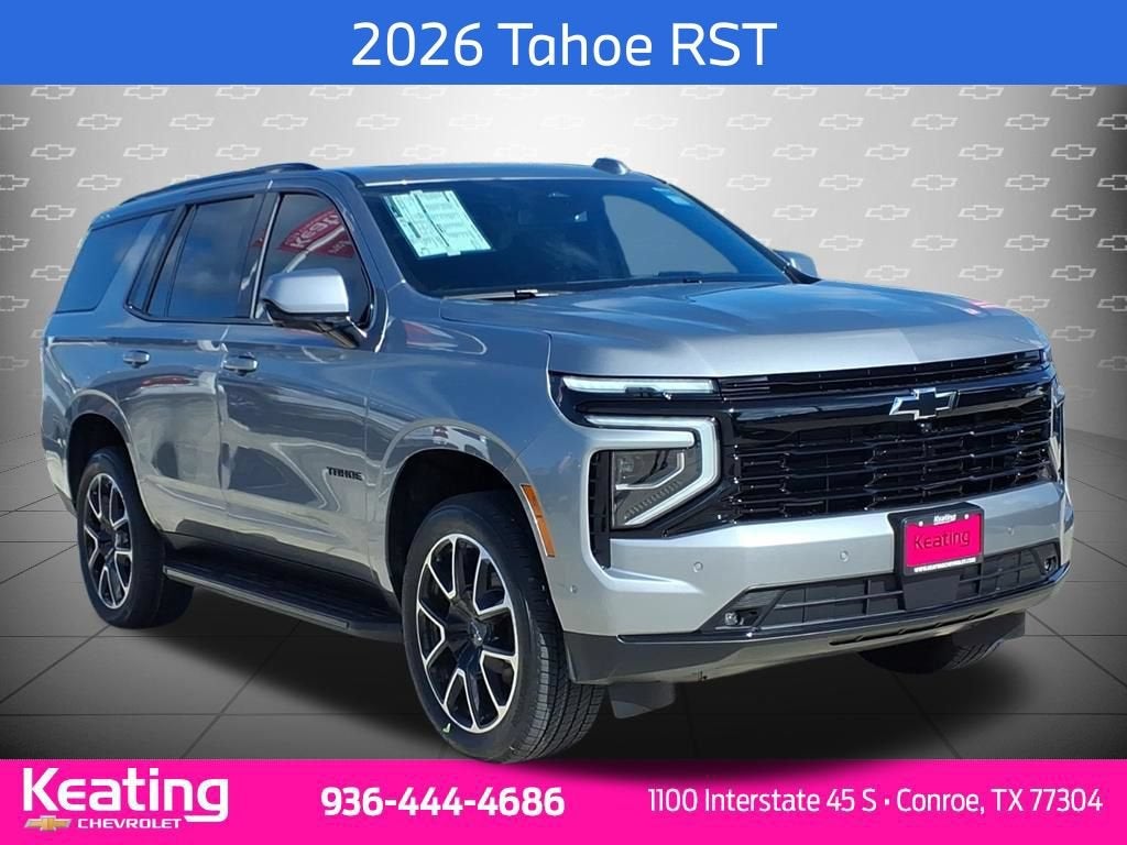 2026 Chevrolet Tahoe RST in Sterling Gray Metallic — front three-quarter view