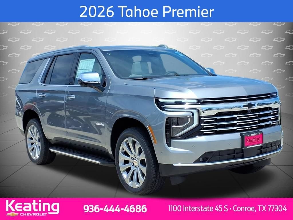 2026 Chevrolet Tahoe Premier in Sterling Gray Metallic — front three-quarter view