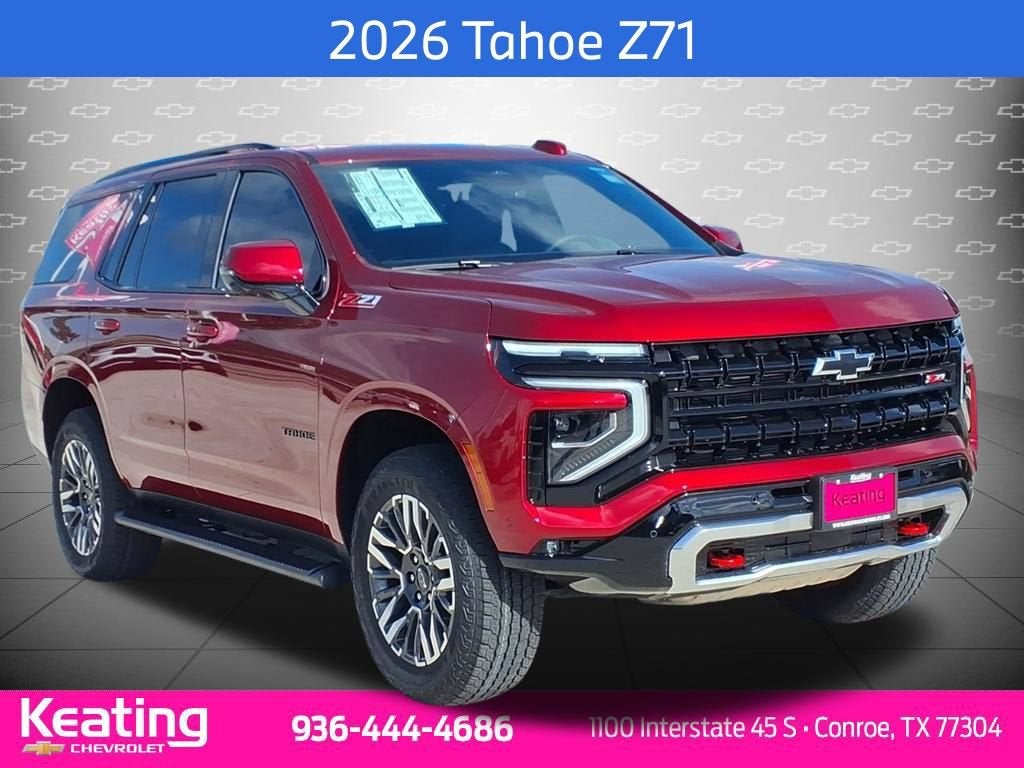 2026 Chevrolet Tahoe Z71 in Radiant Red Tintcoat — front three-quarter view