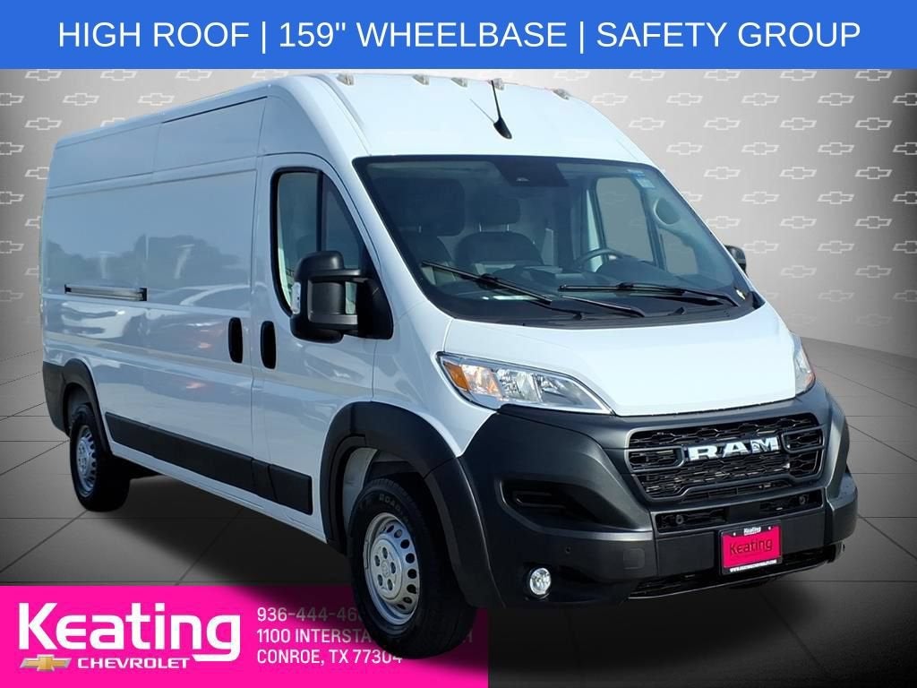 2025 RAM ProMaster 2500 Cargo Van Tradesman High Roof 159" WB w/Pass Seat in White — front three-quarter view
