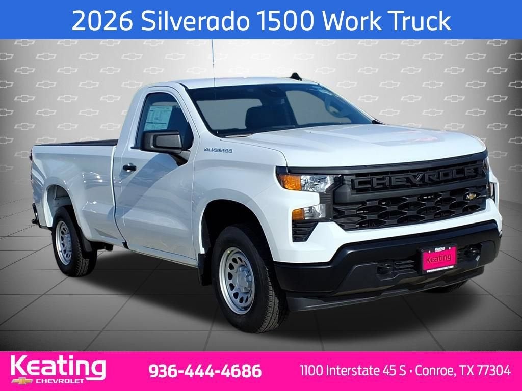 2026 Chevrolet Silverado 1500 WT in Summit White — front three-quarter view