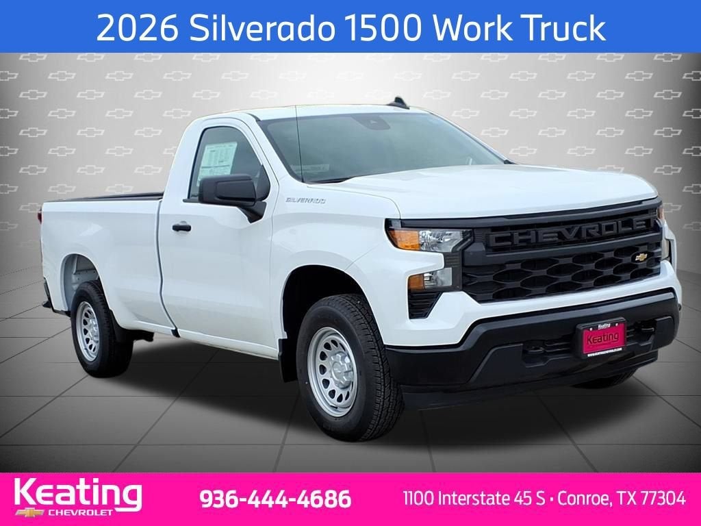 2026 Chevrolet Silverado 1500 WT in Summit White — front three-quarter view