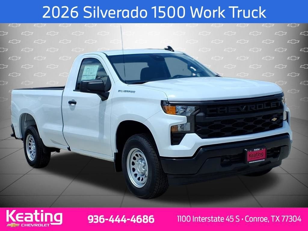 2026 Chevrolet Silverado 1500 WT in Summit White — front three-quarter view