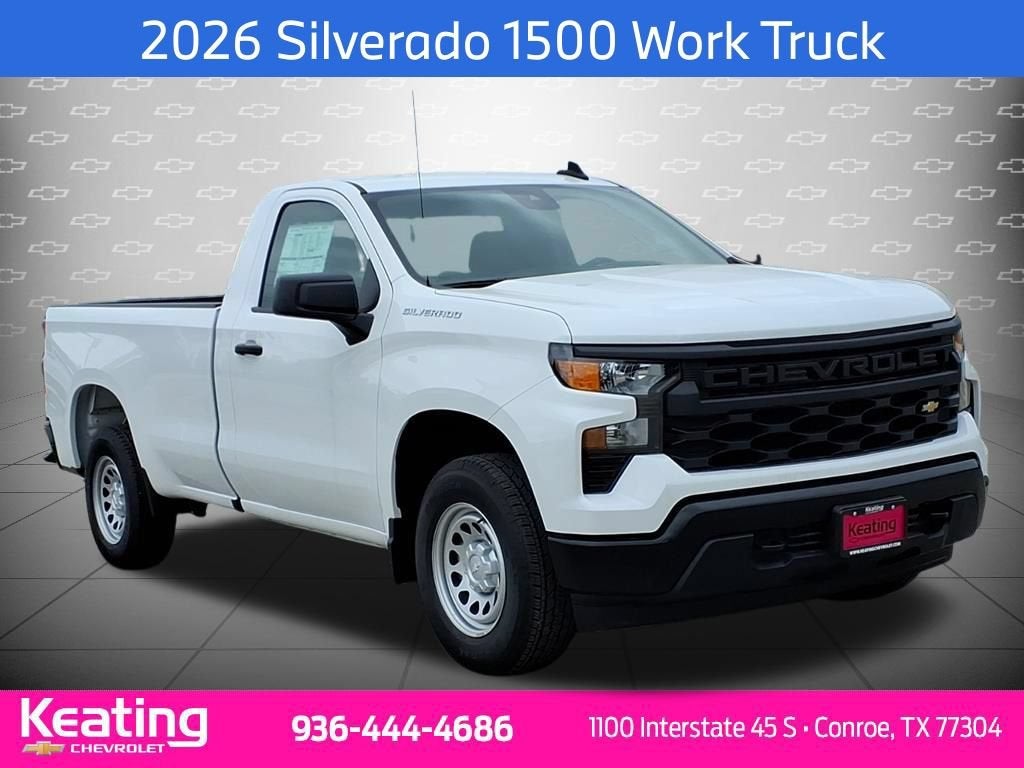 2026 Chevrolet Silverado 1500 WT in Summit White — front three-quarter view