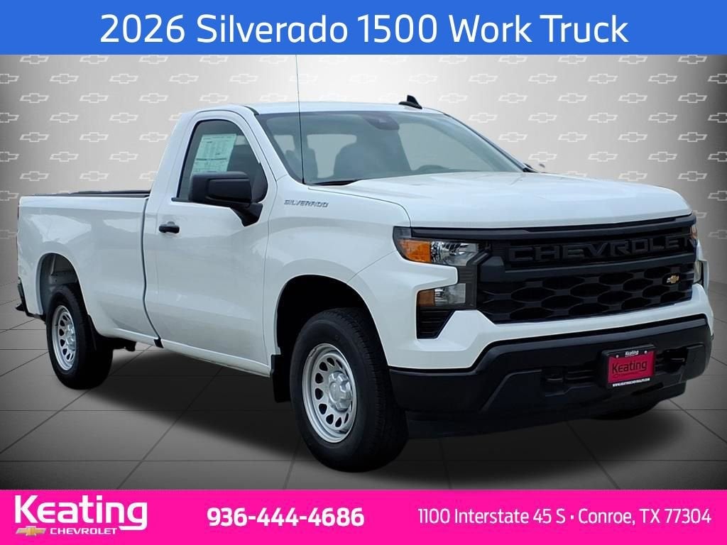 2026 Chevrolet Silverado 1500 WT in Summit White — front three-quarter view