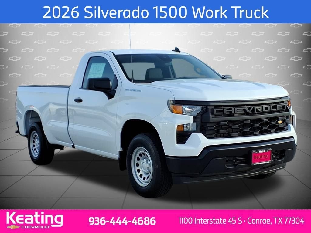 2026 Chevrolet Silverado 1500 WT in Summit White — front three-quarter view