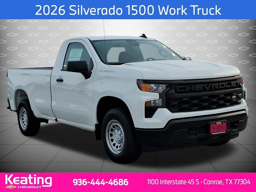 2026 Chevrolet Silverado 1500 WT in Summit White — front three-quarter view