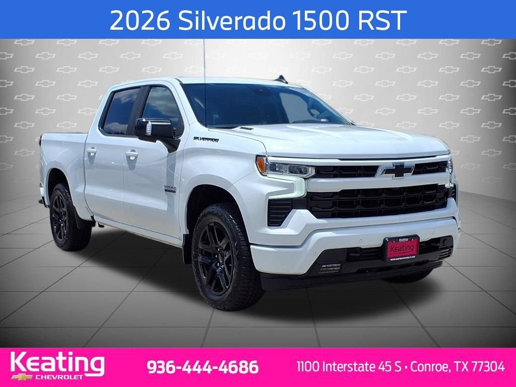 2026 Chevrolet Silverado 1500 RST in Summit White — front three-quarter view