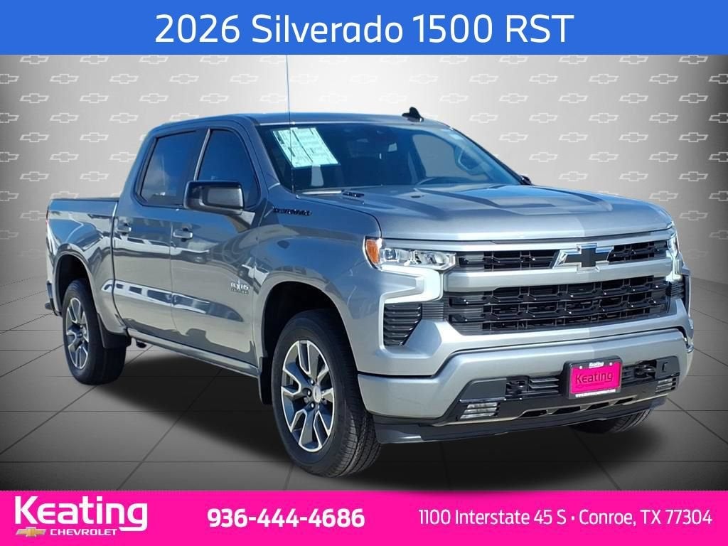 2026 Chevrolet Silverado 1500 RST in Sterling Gray Metallic — front three-quarter view
