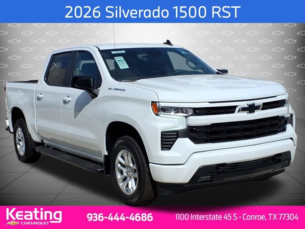 2026 Chevrolet Silverado 1500 RST in Summit White — front three-quarter view