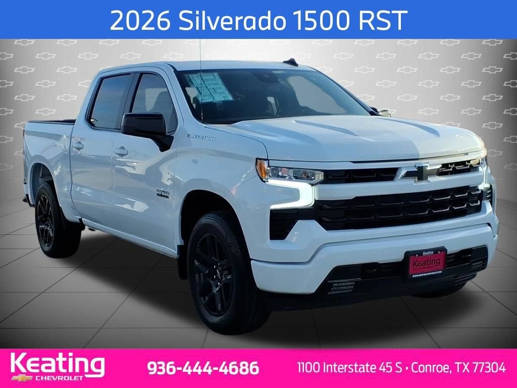2026 Chevrolet Silverado 1500 RST in Summit White — front three-quarter view