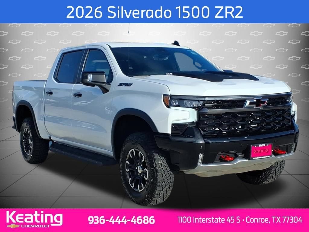 2026 Chevrolet Silverado 1500 ZR2 in Summit White — front three-quarter view