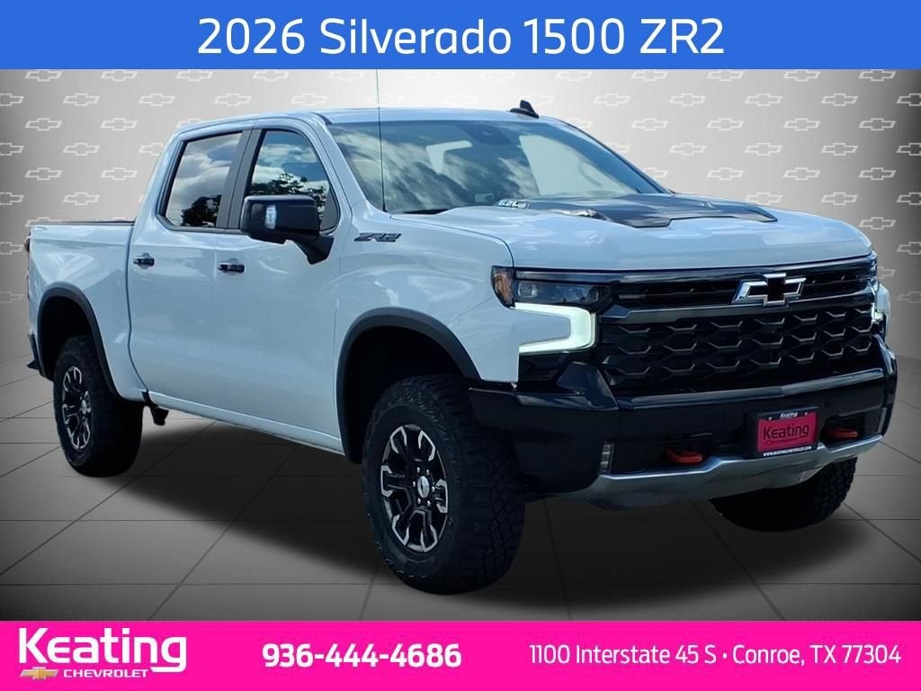 2026 Chevrolet Silverado 1500 ZR2 in Summit White — front three-quarter view