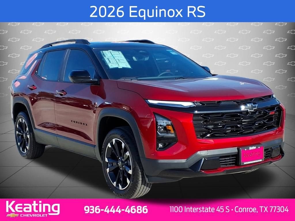 2026 Chevrolet Equinox RS in Radiant Red Tintcoat — front three-quarter view