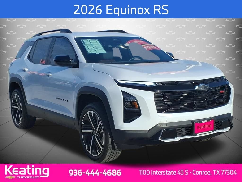 2026 Chevrolet Equinox RS in Polar White Tricoat — front three-quarter view