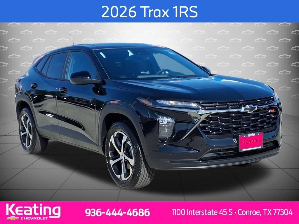 2026 Chevrolet Trax 1RS in Mosaic Black Metallic — front three-quarter view