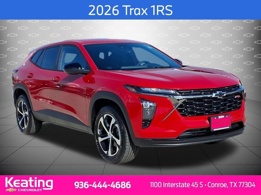 2026 Chevrolet Trax 1RS in Apex Red — front three-quarter view